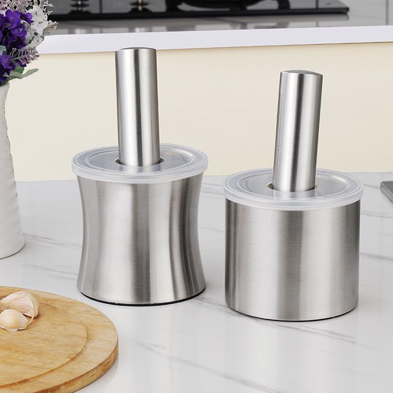 304 Stainless Steel Manual Garlic Press & Grinder - Garlic Mortar, Pestle, Crusher, Paste Maker, Medicine Grinder.