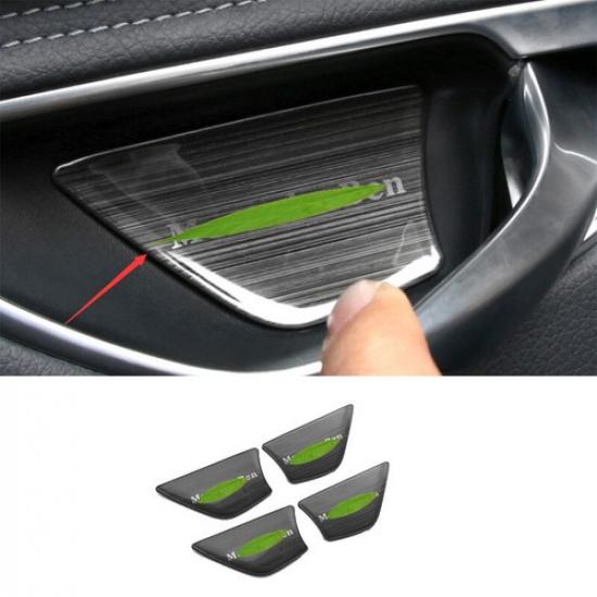 For Mercedes-Benz GLC 2016-2021 Steel Black Interior Door Bowl Cover Trim 4PCS