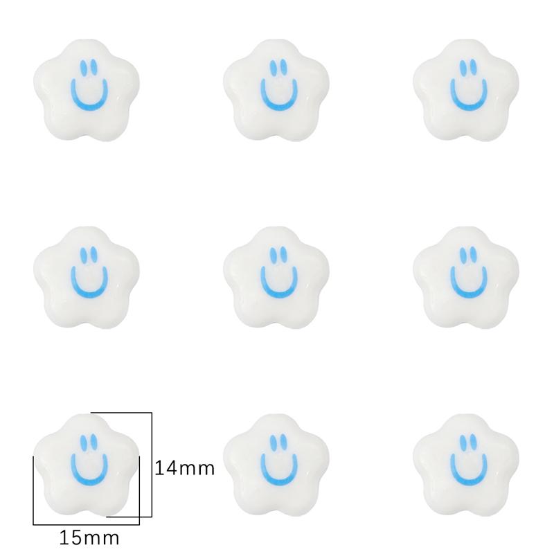 5pcs/Bag Smile Beads Ceramic Porcelain Clouds Hearts Stars Round Beads Charm For DIY Bracelet Jewelry Making Accessories