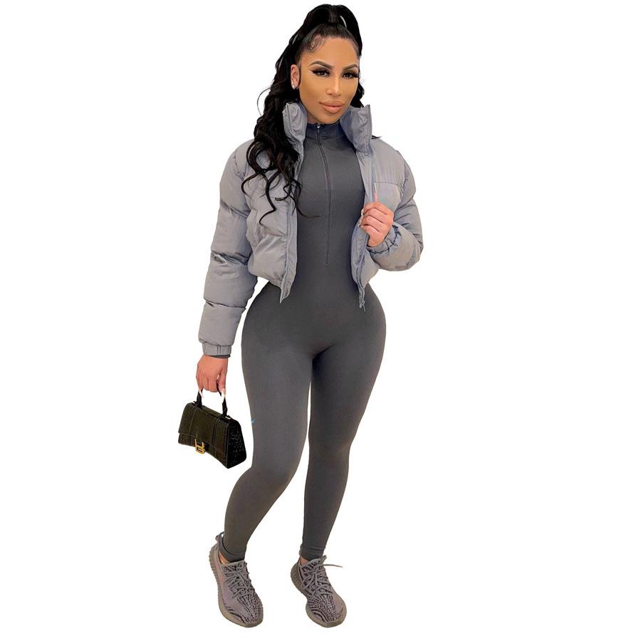 Autumn & Winter Women's Short Zipper Cotton Jacket - European & American Style