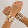 European and American exaggerated pearl stacked bracelet set, temperament large round bead beaded micro-inlaid Bracelet jewelry