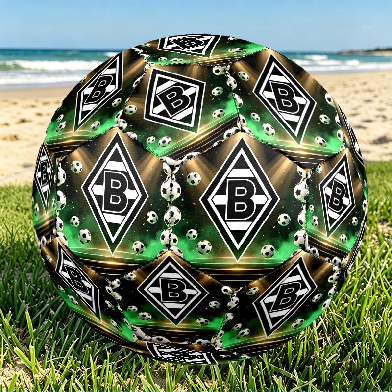 Borussia Monchengladbach Print Size 5 Soccer Ball, PU Wear Resistant Football for Match Training and Daily Practice, Birthday Gift for Soccer Fans