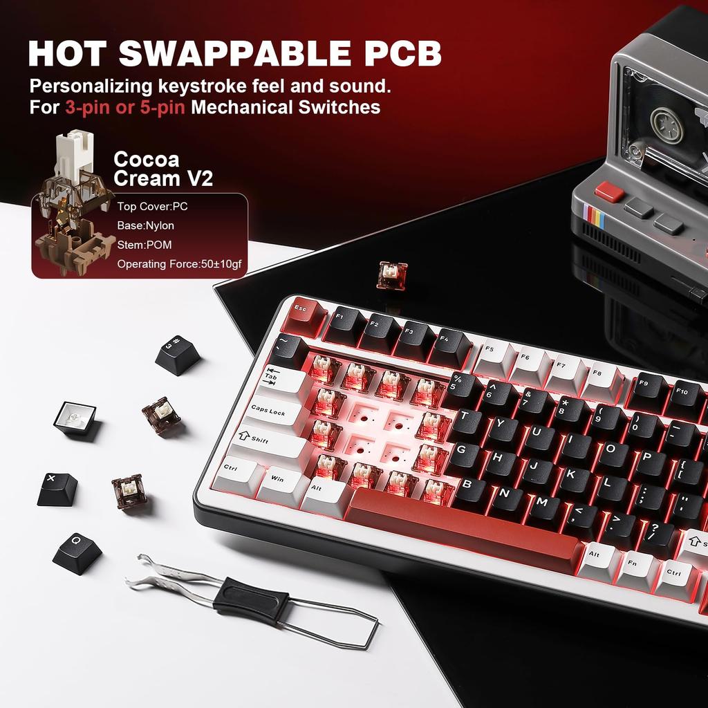 YUNZII B75 PRO Gasket Gamingtastatur Trådløst Mekanisk Tastatur Trådløst Hot-Swap Utstyrt med RGB Tilpasset Tastatur med Knott for Teknisk