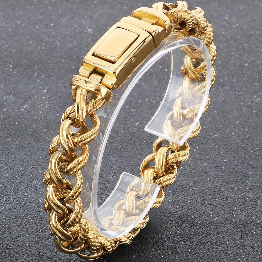 

Винтажный браслет из нержавеющей стали 316L для мужчин, мужские ювелирные изделия, аксессуары, ширина 13 мм, браслеты с цепочкой в виде киля, подарки на день рождения для мужчин 21.5CM золотой