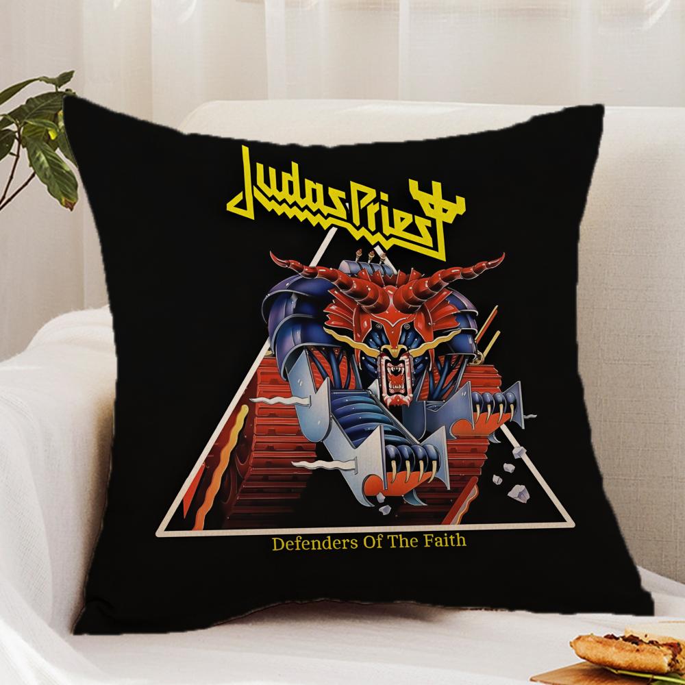 

Rock Band J-Judas P-Priest Cushion Cover Premium Comfort Reversible Pillow Cover - Dual - Use Design for Home & Car 12x12Inch