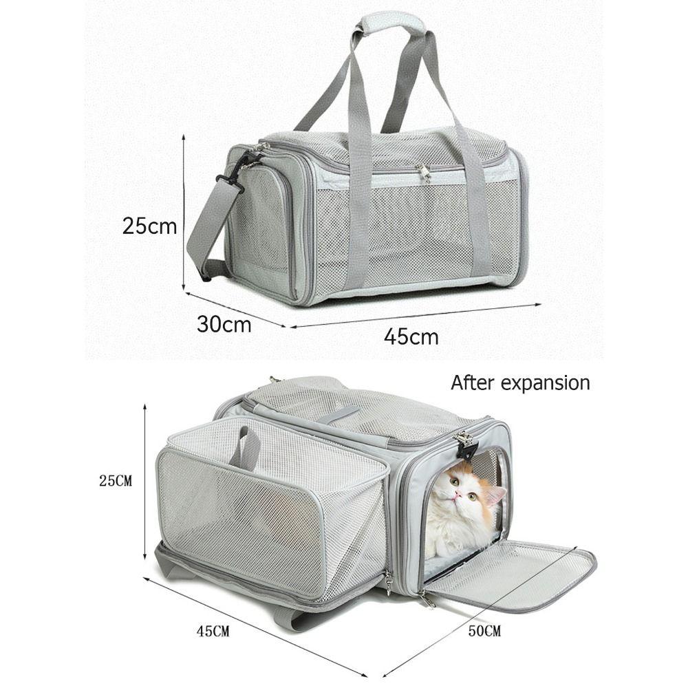 Lightweight Canvas Pets Travel Handbag Breathable Large Capacity Cat Bag Foldable Portable Pet Airline Bag Cat