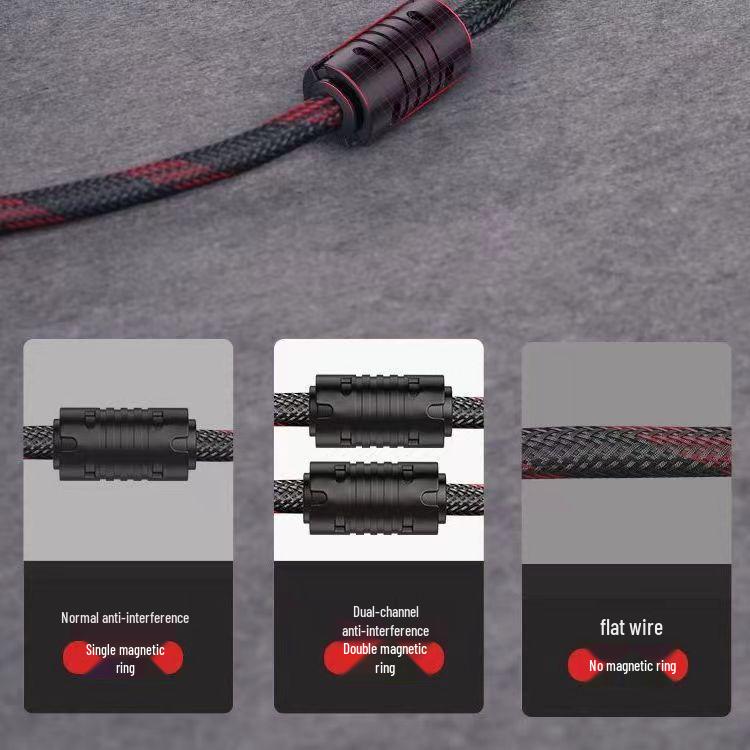 Manufacturer's High-Definition HDMI Cable, Version 1.4, Red and Black Mesh, 1.5 to 15 Meters, for Computer and TV.