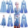 Exquisites Langarm-Eiskönigin 2 Elsa Kleid Schneekönigin Cosplay Kostüm für Mädchen 3-10