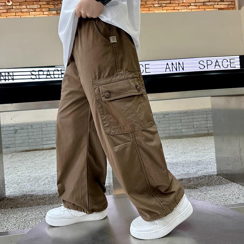 Jungen 2024 Frühling/Herbst Weitbeinige Koreanische Freizeit-Arbeitskleidungshose für Große Kinder