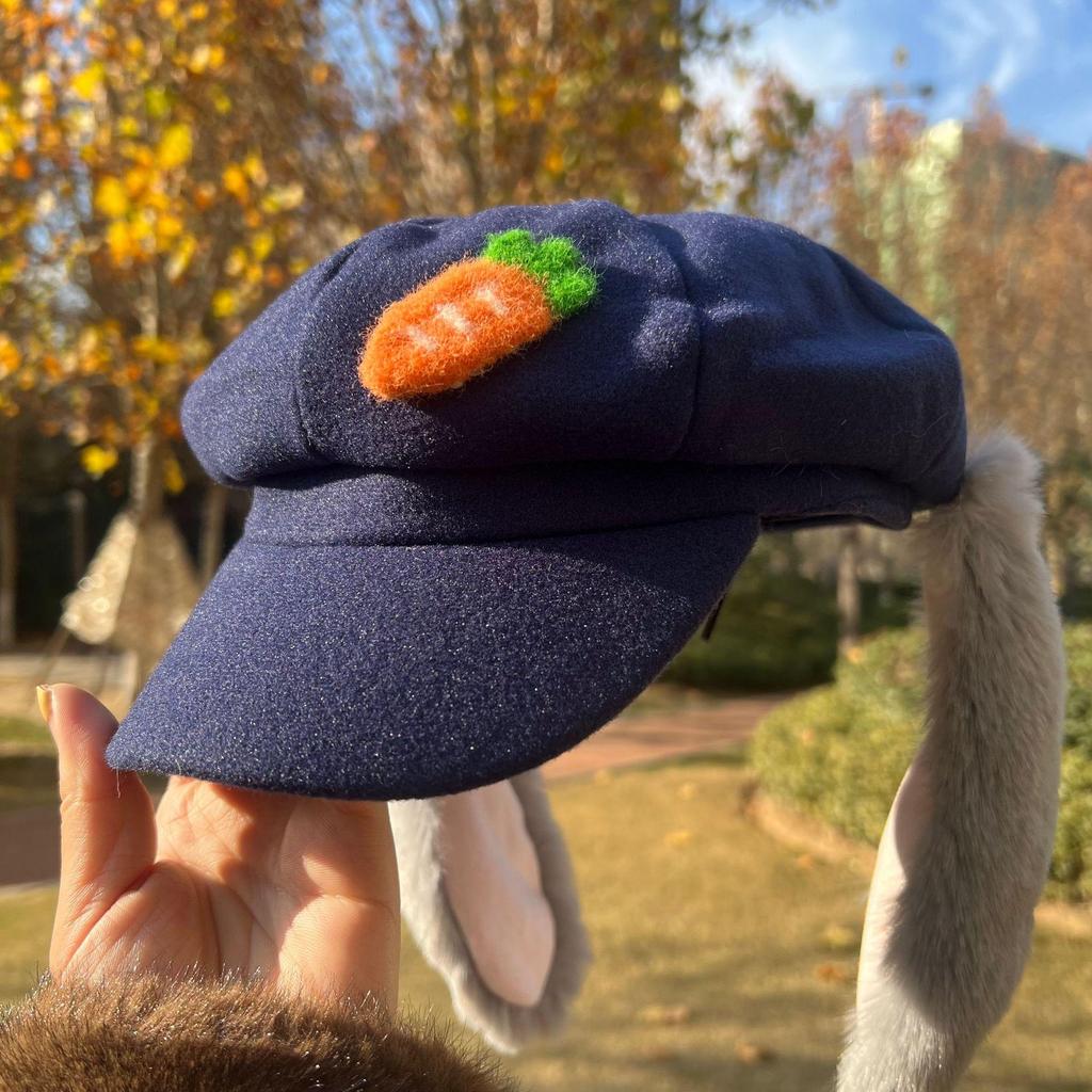 Zootopia Judy & Nick Cosplay Plush with Octagonal Beret and Plush Ears