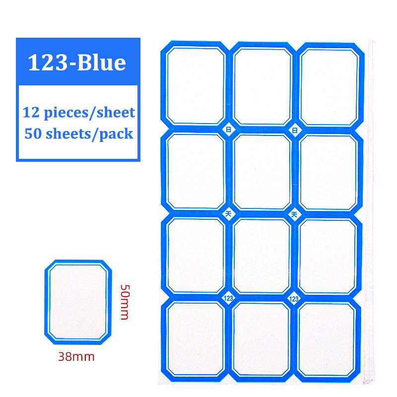 Self-Adhesive Label Stick,50 Sheets/Pack Adhesive Paper,Handwritten Blank Red Blue Category Tags,Office And School Supplies