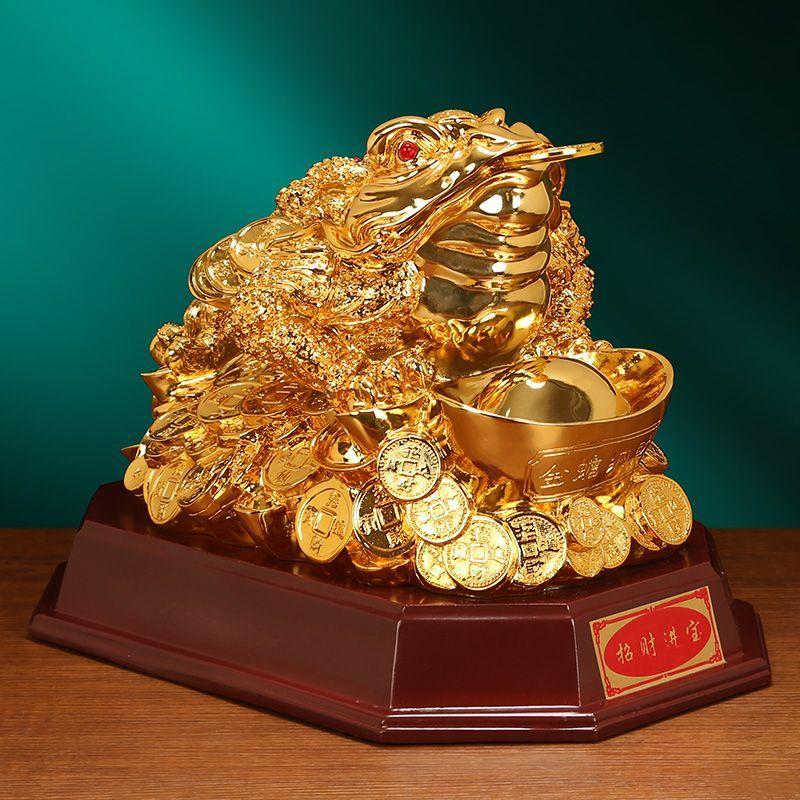 Gyllene padda Lyckobringande skatt Trefotad padda Kontor Vardagsrumsdekoration Invigningspresent