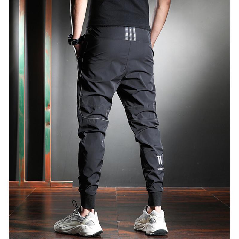 Men's Summer Slim Fit Elastic Waist Quick-Dry Pants - Korean Style Trendy Nine-Point Cuffed Pants