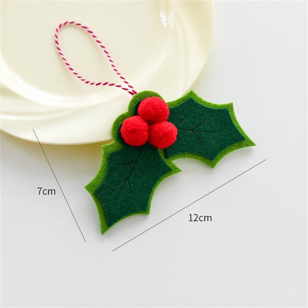 Christmas Bow Decoration Red Fruit Berries Green Leaves Hanging Ornaments DIY Xmas Trees Pendant for Holiday Home Party Decor