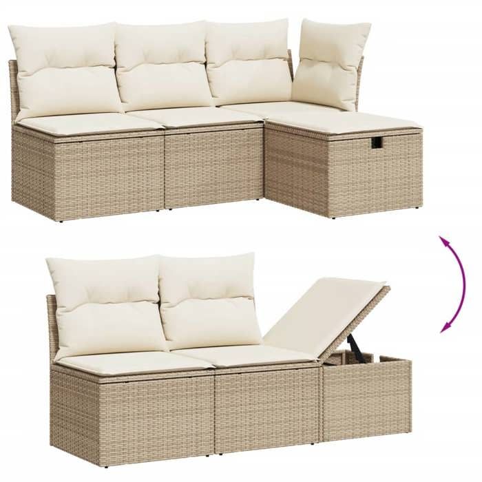 VidaXL Salon de Jardin avec Coussins 7 pcs, Canapés de Terrasse, Ensemble de Meubles de Patio, Mobilier d'Extérieur, Beige 3275704