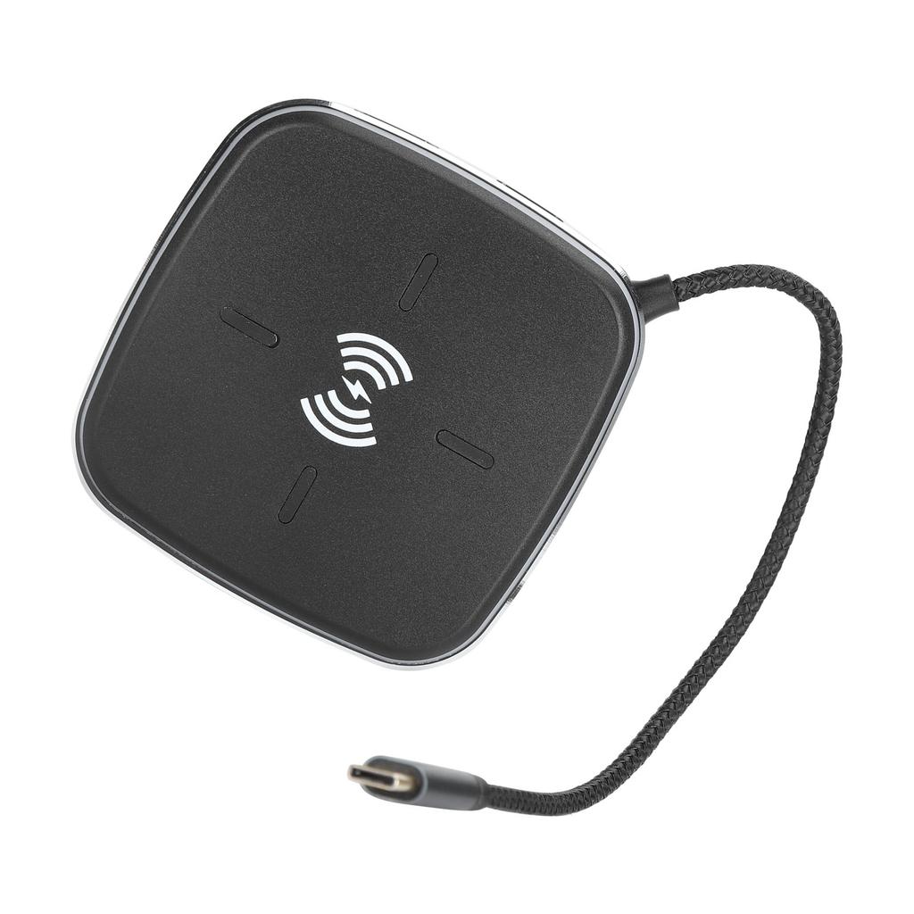 9 in 1 TypC Hub Dockingstation mit kabellosem Ladegerät HDMI-kompatibel USB3.0 RJ45 Adapter