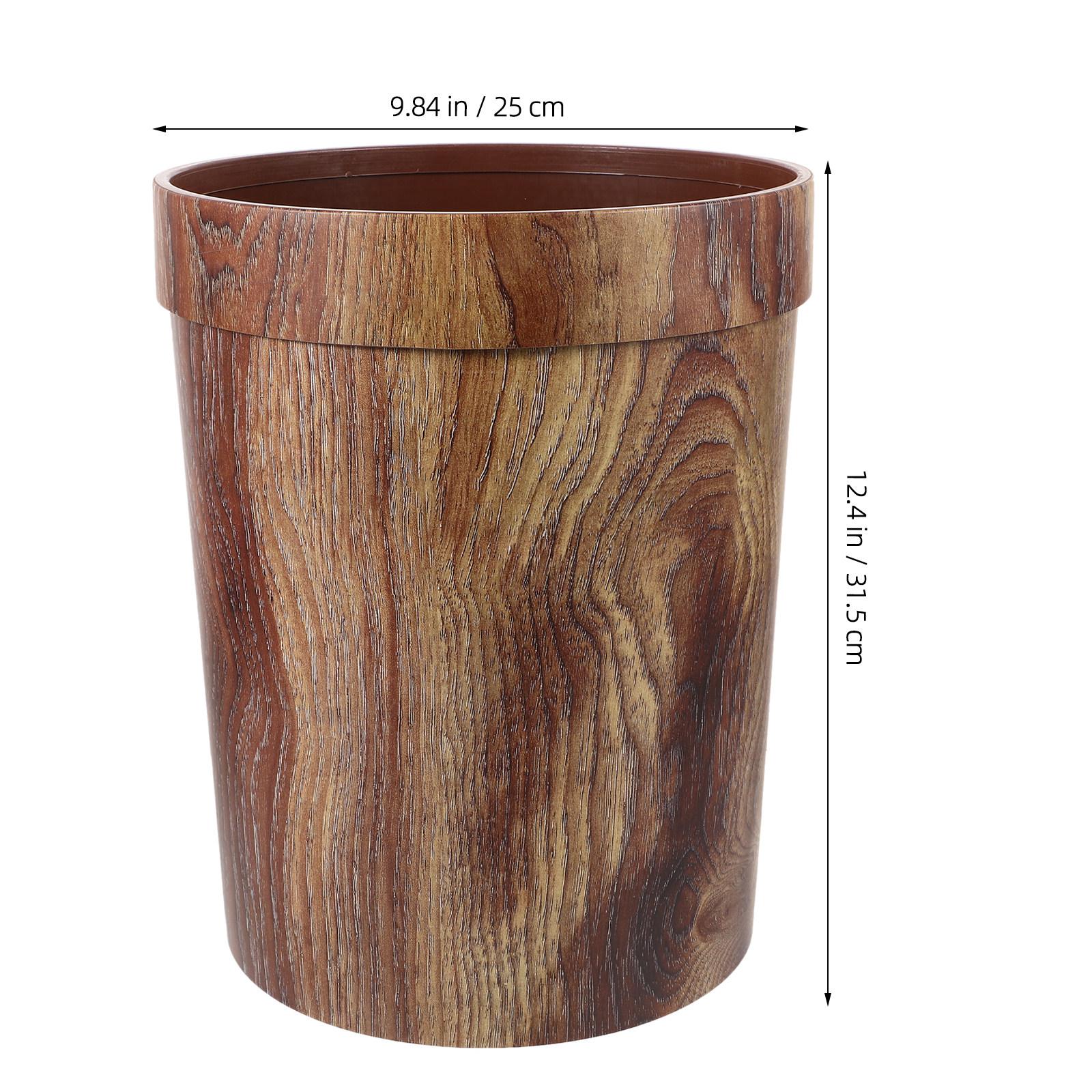 

1Pcs Solid Wood Grain Trash Can Vintage Style Household Waste Container Kitchen Bathroom Storage Bucket Plastic Can Classic