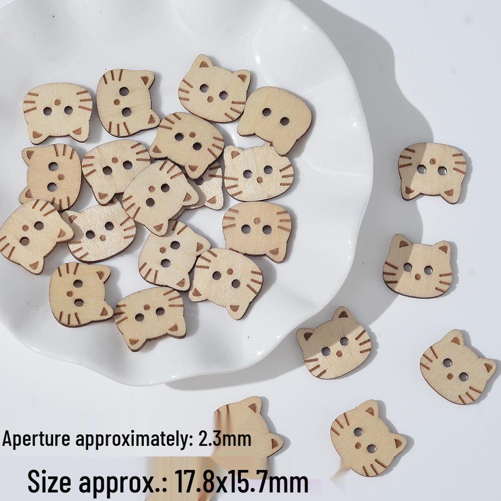 Teddy Bear & Kitten Cartoon Wood Buttons - DIY Bracelet & Necklace Beading Kit