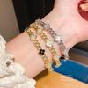 14k Gold Plated Zircon Flower Chain Bracelet For Fashionable Casual Look