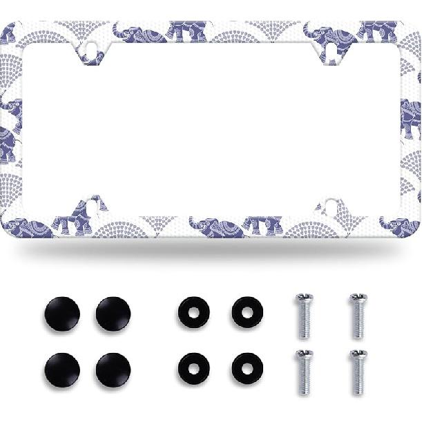 Daisy Flower License Plate Frame Beautiful Floral License Plate Stainless Steel Auto Parts Funny License Plate Decorative With Screws Size 12.3" X