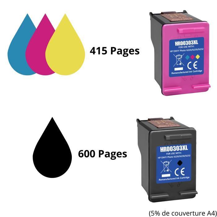 Cartouche d'encre - HP - 303XL - Noir - Multi-couleurs - Pack de 2