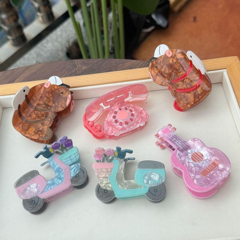 Guitar Creative Hair Claw Acrylic Cute Hair Claw Personalized Cartoon Animal Shark Clip  Travel