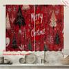 2 Pieces of Red Background Christmas Tree Snowflake House Window Screen Home Decoration Style Decoration Living Room Curtains
