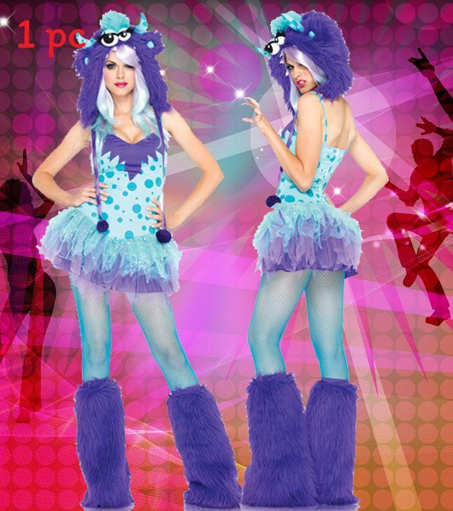 Animal Furry Costume Hood With Mini Skirt Halloween Carnival Cosplay Dress Up Party Outfit