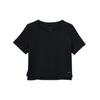 Solid Crew Neck Loose Cropped Short Sleeve T-Shirt Women Tops Black DM7026-010