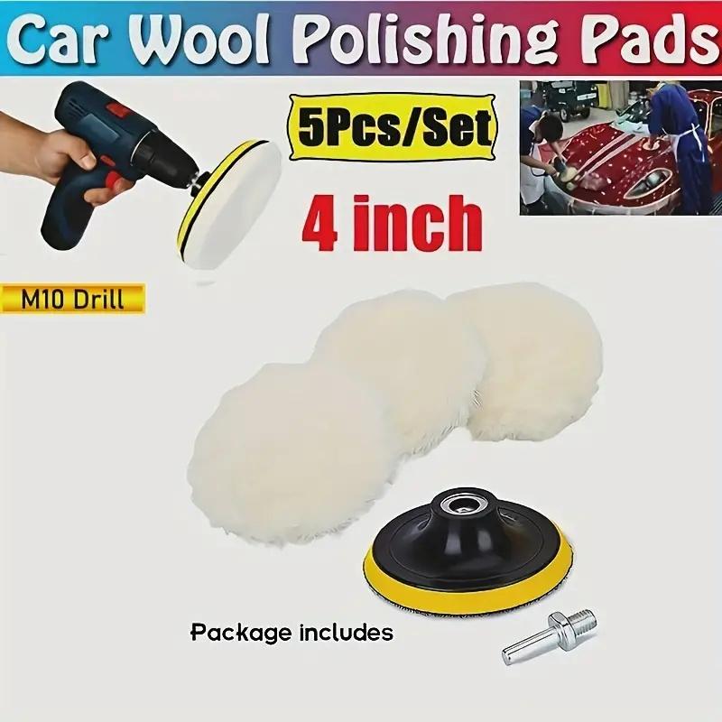 5Pcs Wool Car Polishing Pad Set For Polisher Machine Waxing Polishing Buffing Auto Paint Care Polisher Pads 3/4/5/6/7 Inch