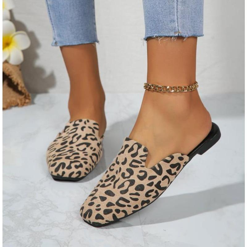 

Новые стильные модные тапочки с леопардовым принтом, женская обувь, большой размер 42, женская обувь, модные нескользящие женские сандалии, тапочки 35