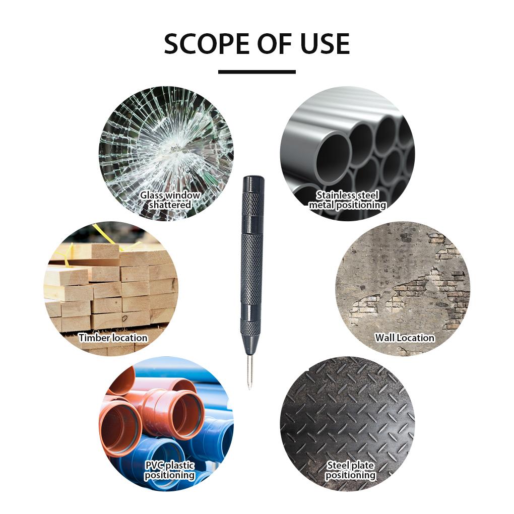 HSS Center Punch Spring Locator Hand Drilling Tools Wear-resistant Window Breaker for Household Industry Using Device
