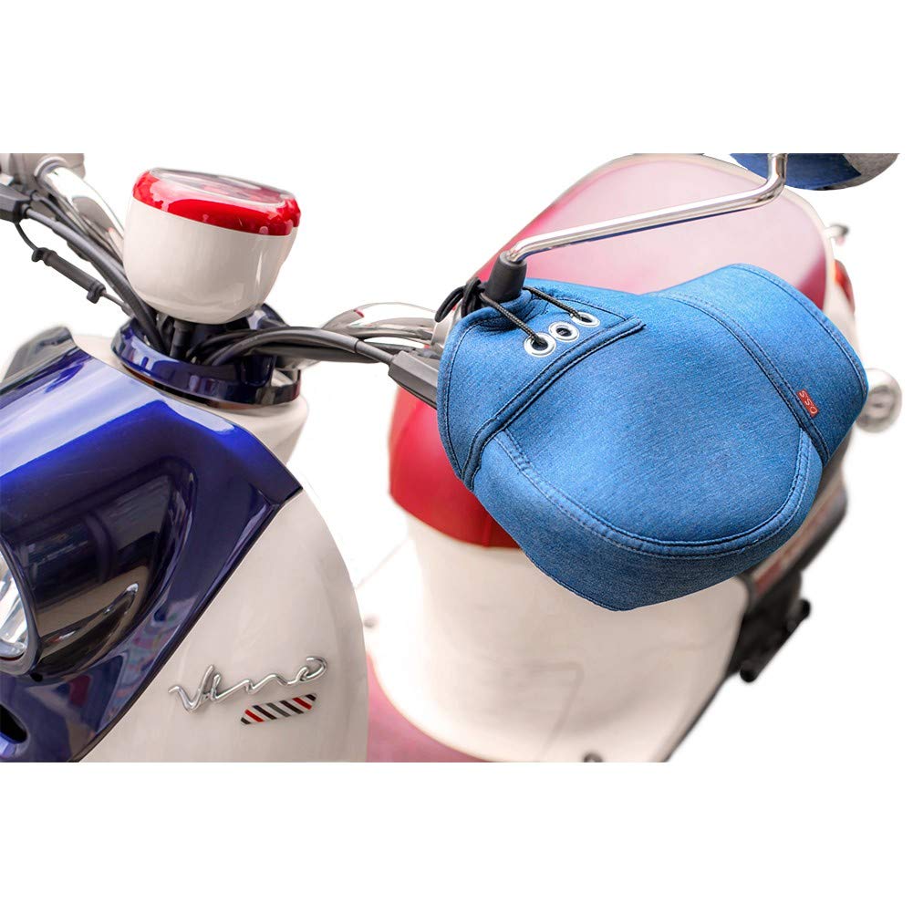 INFIMO DHC-03 Denim Type Neoprene Motorcycle Steering Wheel Cover, Waterproof, Cold Protection, Blue