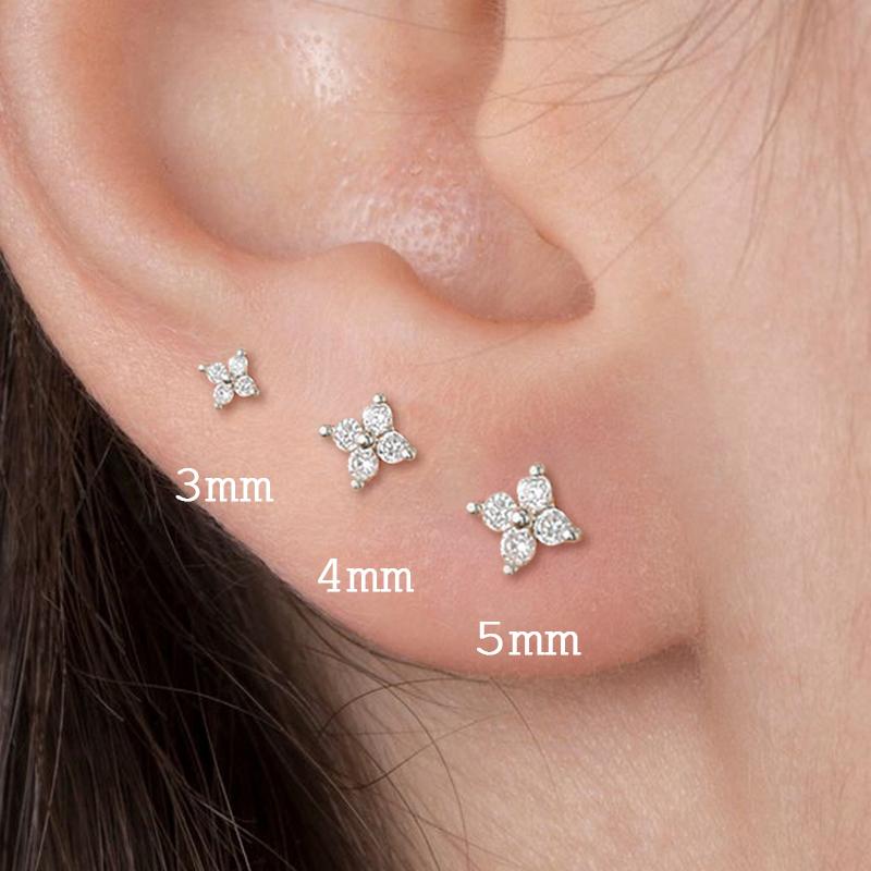 

Dainty Flower Earrings for Women Korean Cute Zircon Gold Color Piercing Cartilage Ear Studs Female Aesthetic Jewelry Gift KCE038 3mm