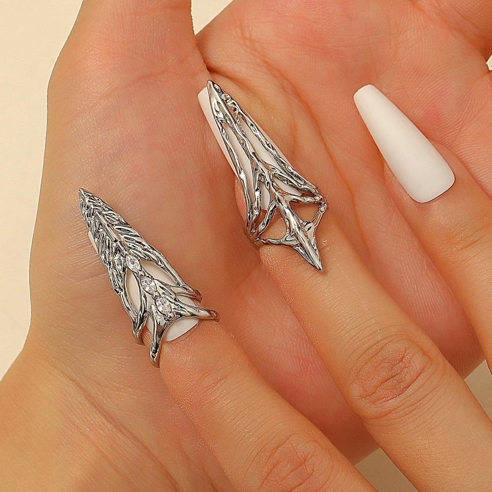 Metal Nail Ring Machinery Style Punk Metal Jewelry Daily Gothic Ring Halloween