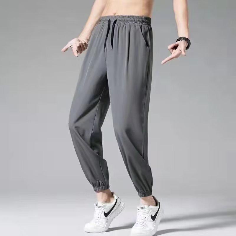 drape ice pants men's summer thin large size loose fashion trend straight mopping trousers
