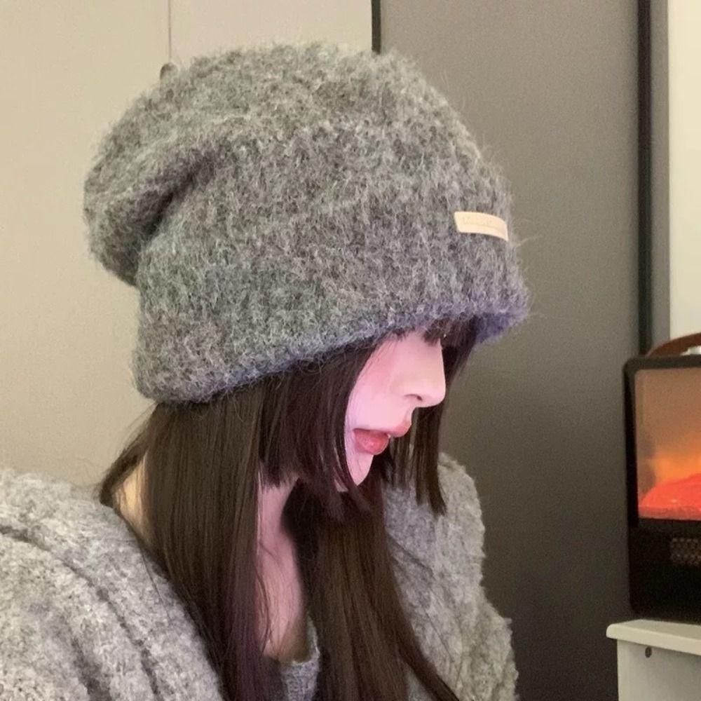 Ear Protection Wool Hat Solid Color Outdoor Hats New Knitted Cap  Winter