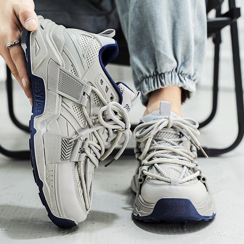 Men's shoes spring new versatile mesh breathable dad shoes men's casual youth thick-soled sports little white tide shoes