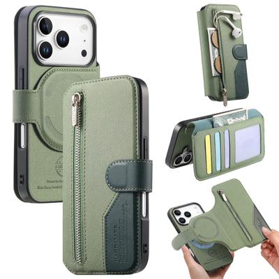 2 In 1 Detachable Magneic Zipper Cards Solt Wallet Leather Case For iPhone 17 Pro Max 16 Plus 15 14 13 12 Flip Bag Pocket Cover