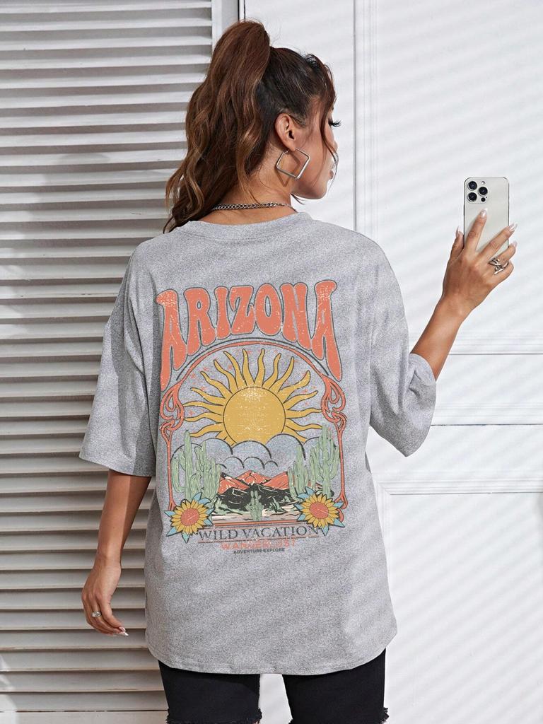 Arizona Scenery Printed Womens T-Shirt Harajuku Personality Tshirt Fashion Casual Clothing Breathable Summer T Shirts Women
