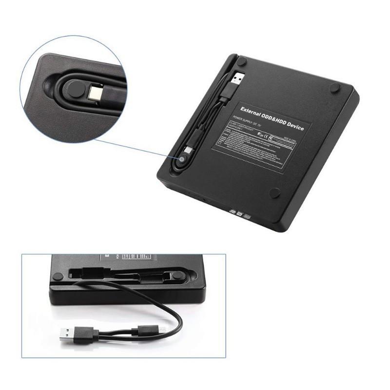 USB-C & USB Dual Interface CD/DVD Drive for Laptop/Desktop with Brushed Finish