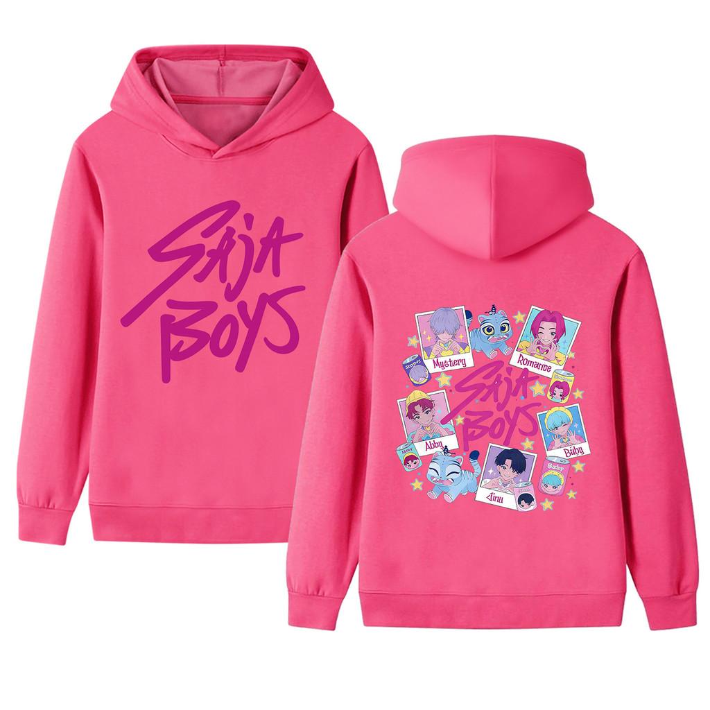 B1206-2 Kids Boys Girls Kpop Rumi Zoey Mira Sajaboys Double-sided Print Long Sleeves Hoodie