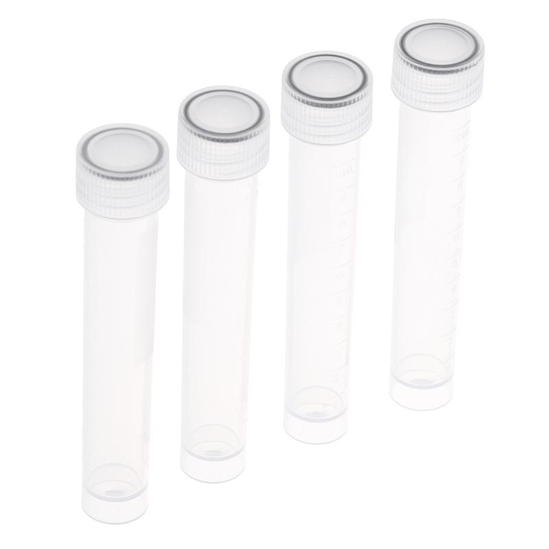 20Pcs 10Ml Plastic Test Tubes Vials Sample Container Powder Craft Screw Cap Bottles