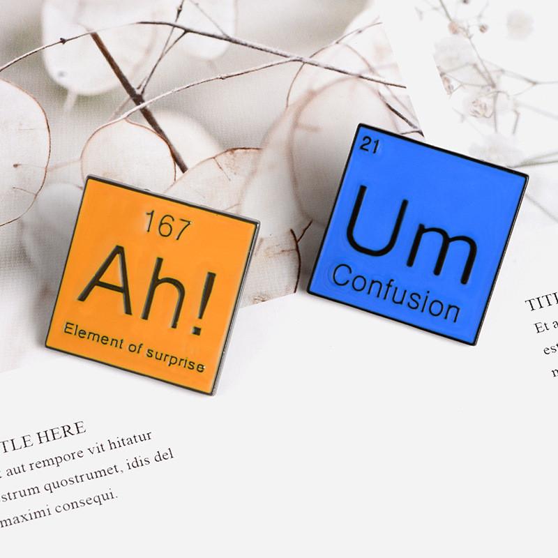 Unique Cartoon Elemental Alphabet Brooch Creative Geometric Style For Men And Women