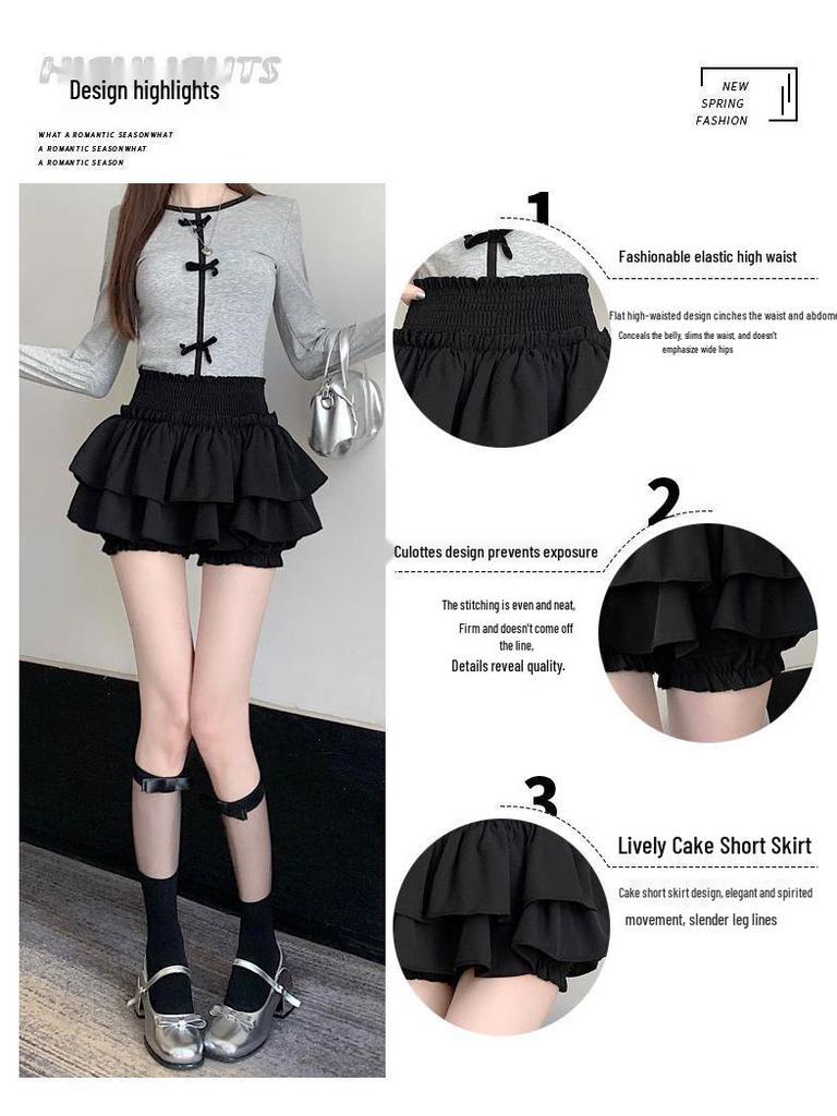 Sweet Girly High Waist Slimming Layered Cake Skirt - Spring/Summer Women's Short Skirt