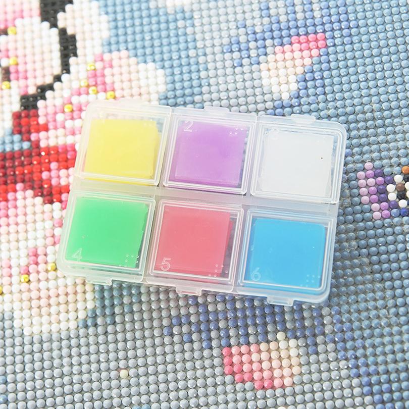 30PCS 2*2CM Diamond Painting Glue Clay With Box DIY Colorful Square Diamond Embroidery Dot Drill Mud Wax Embroidery Tool Set