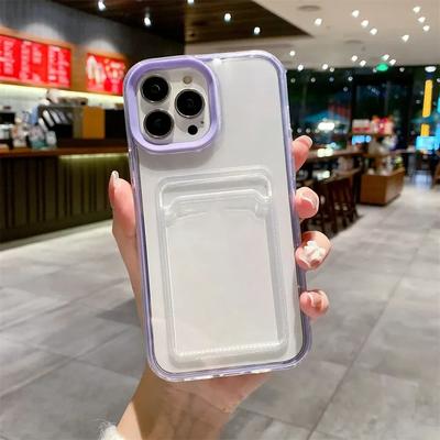 Luxusní průhledný kryt na telefon 3 v 1 se slotem na karty pro iPhone 16 15 14 13 Pro Max Peněženka Rám Candy Nárazník