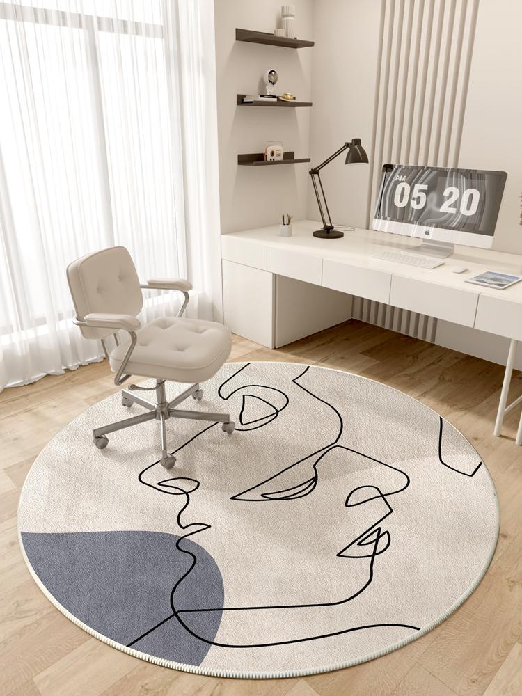 Modern Style Rugs for Bedroom Minimalist Living Room Decoration Round Anti-slip Carpet Soft Bedside Floor Mat Washable Study Rug