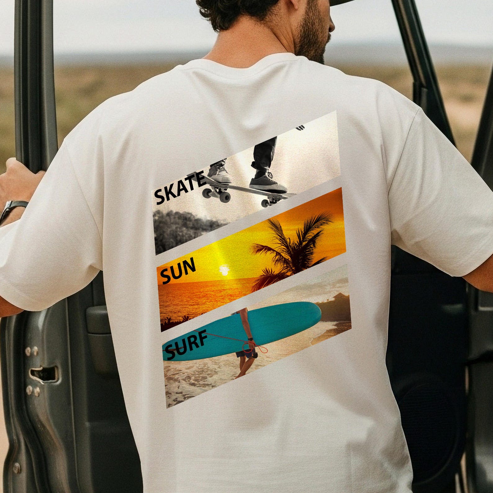 Skate Sun Surf Shirt, Surfer Aesthetic T-Shirt, Beach Lifestyle Tee, Skateboard Surf Graphic Shirt, Summer Vacation T-Shirt, Retro Surf 2XL