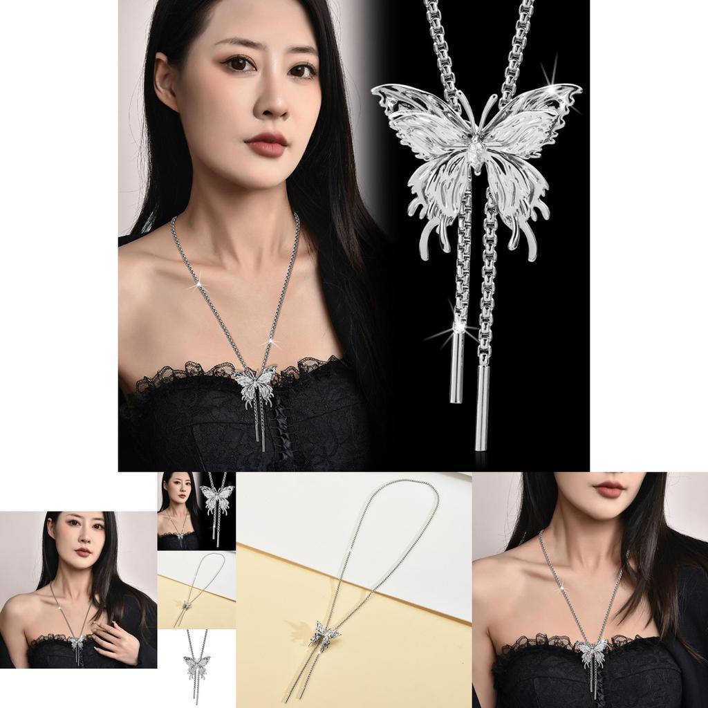 Stylish Butterfly Pull Necklace For Women In Luxurious Titanium Steel Design
